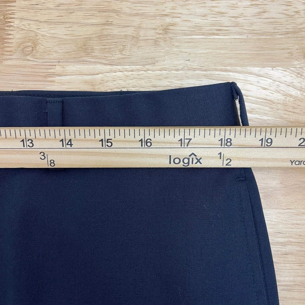 Brooks Brothers Madison 100% Wool Dress Pants Mens 37x27 Flat Front Navy Blue
